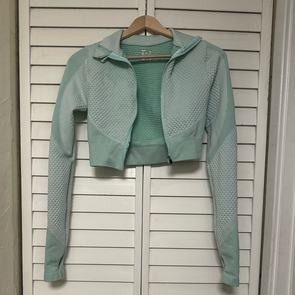 New Look Sport Mint Cropped Zip-Up Athletic Jacket Sz S